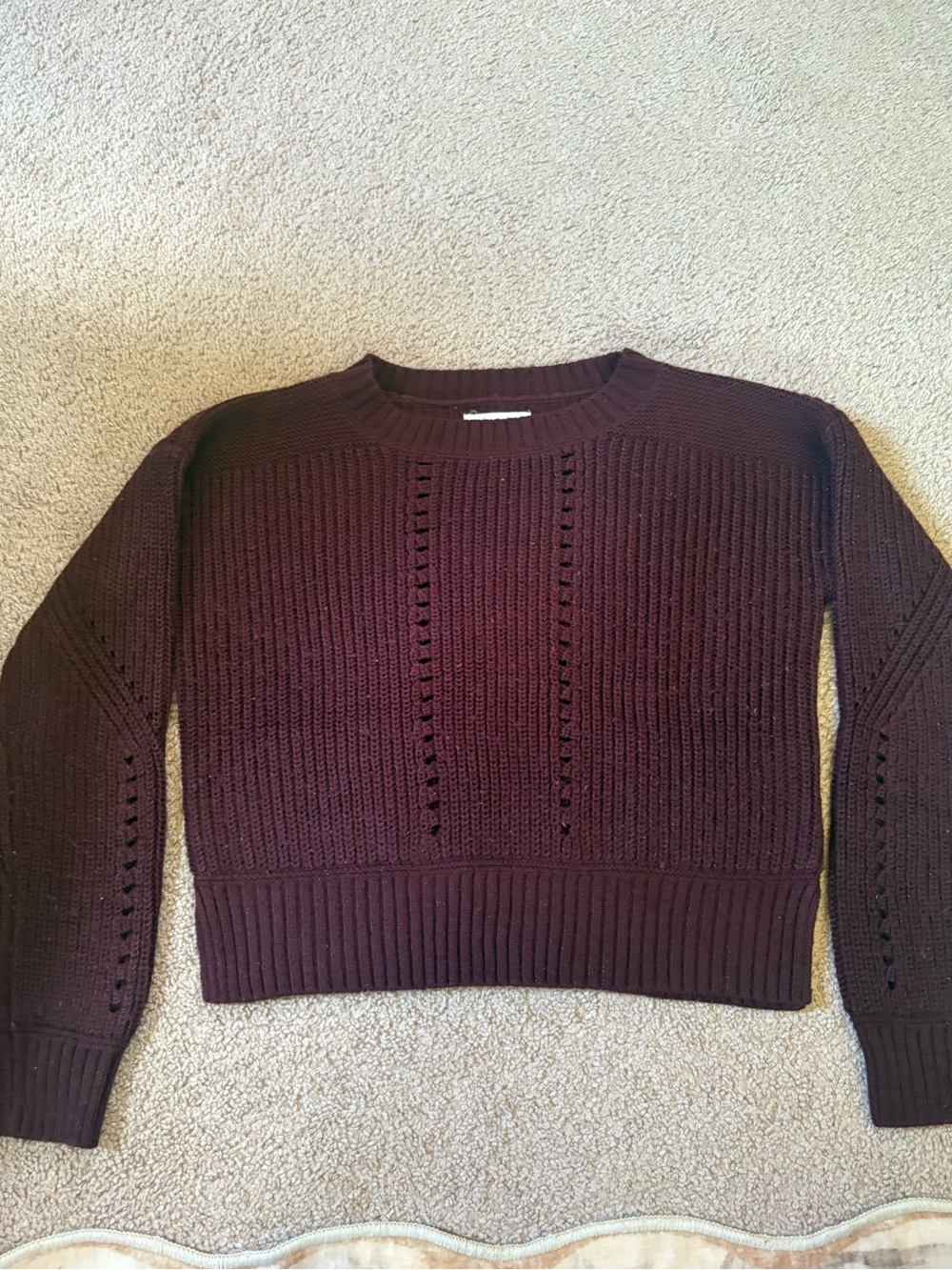 Aeropostale Women's Crewneck Sweater - Deep Burgundy